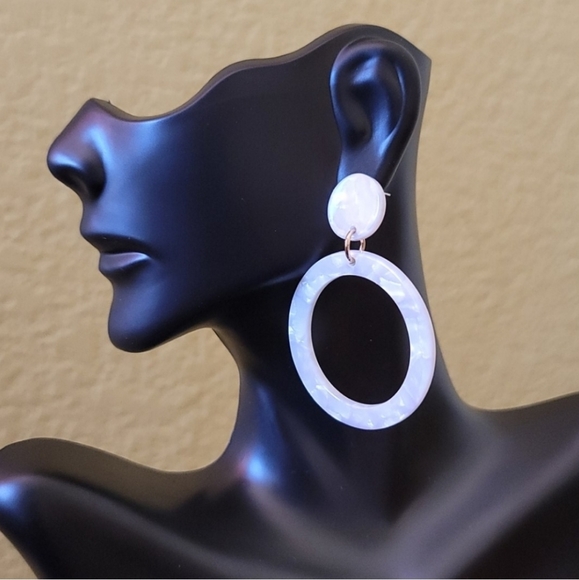 Marble Hoop Drop Earrings - Picture 2 of 8